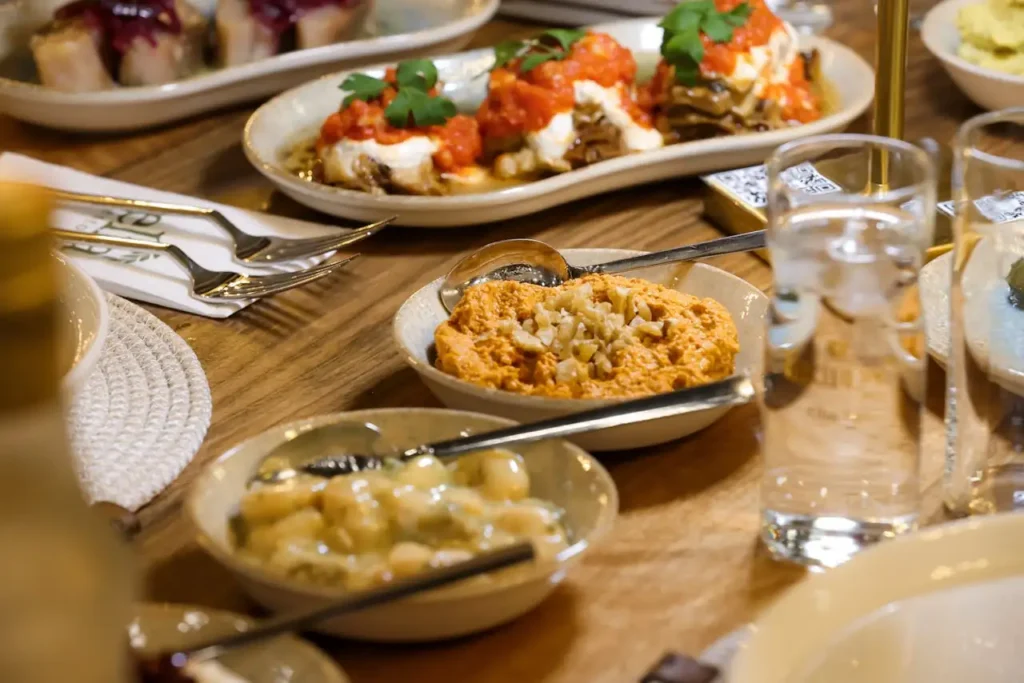 table full of food