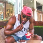 man eating icecream